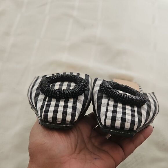 Black and White Checkered Women's Mules - Picture 6 of 16